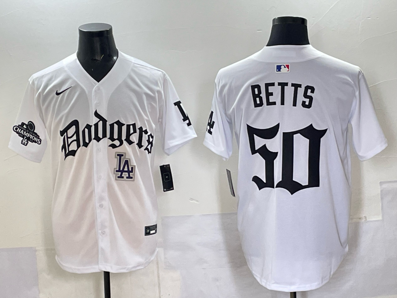 Men Los Angeles Dodgers #50 Betts white Nike 2025 MLB jersey 005->los angeles dodgers->MLB Jersey
